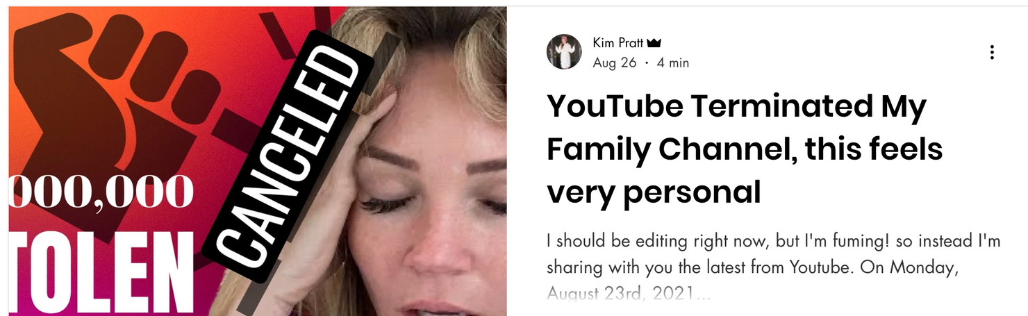 Youtube Wrongfully Terminates Mom Three Times! Allowing Cyber Bullies to Prevail - treatment image