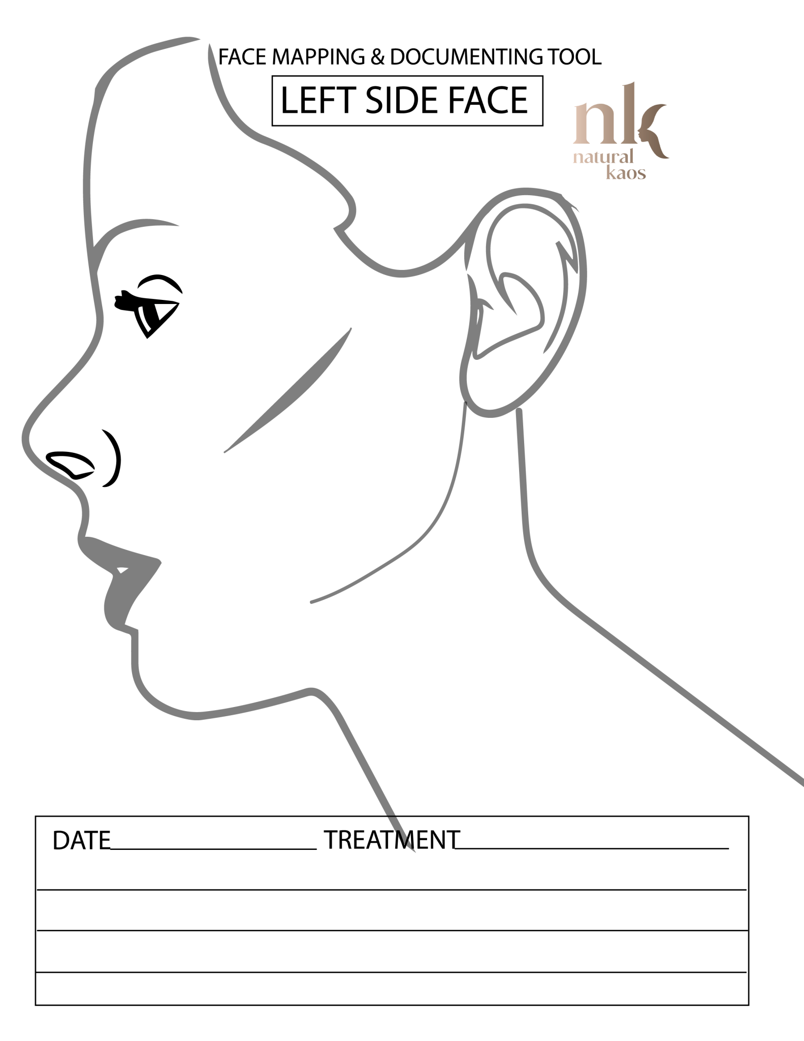 Face, Neck, and Chest Mapping: Free Printable’s Natural Kaos - treatment image
