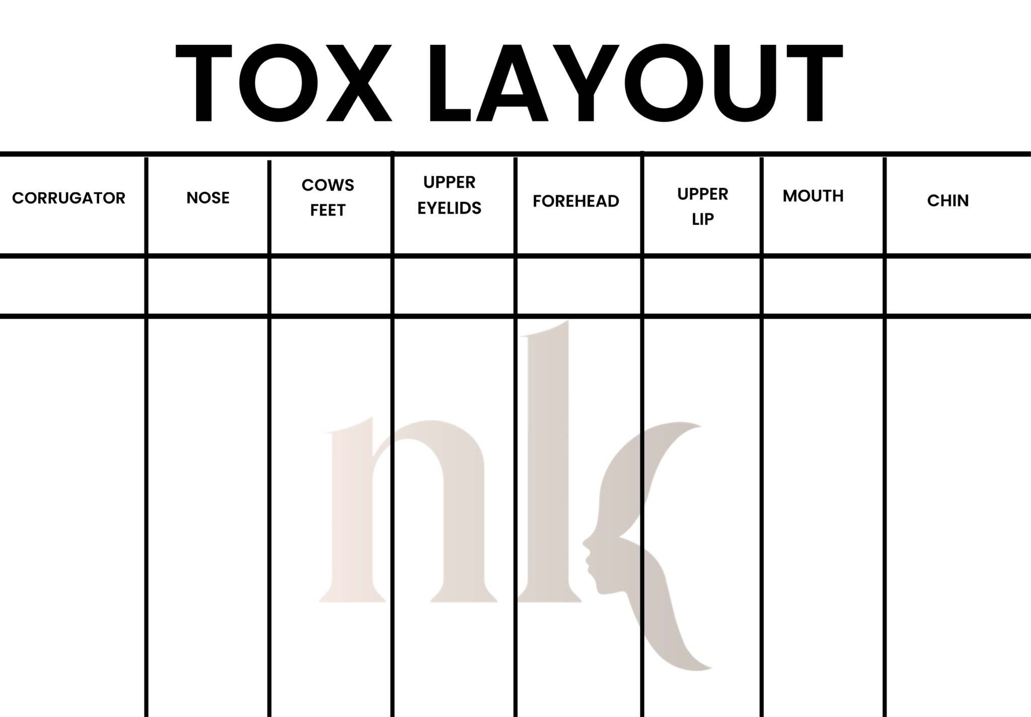 Face, Neck, and Chest Mapping: Free Printable’s Natural Kaos - treatment image