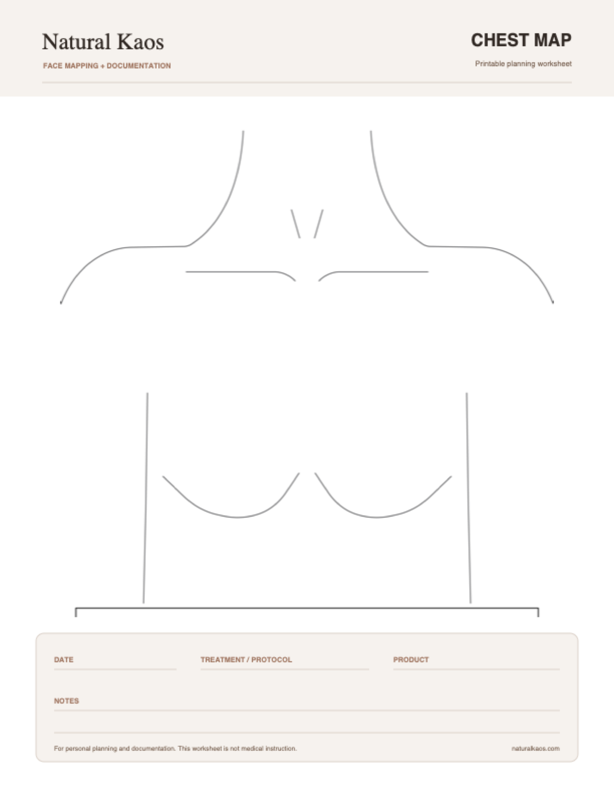 Natural Kaos printable chest treatment map