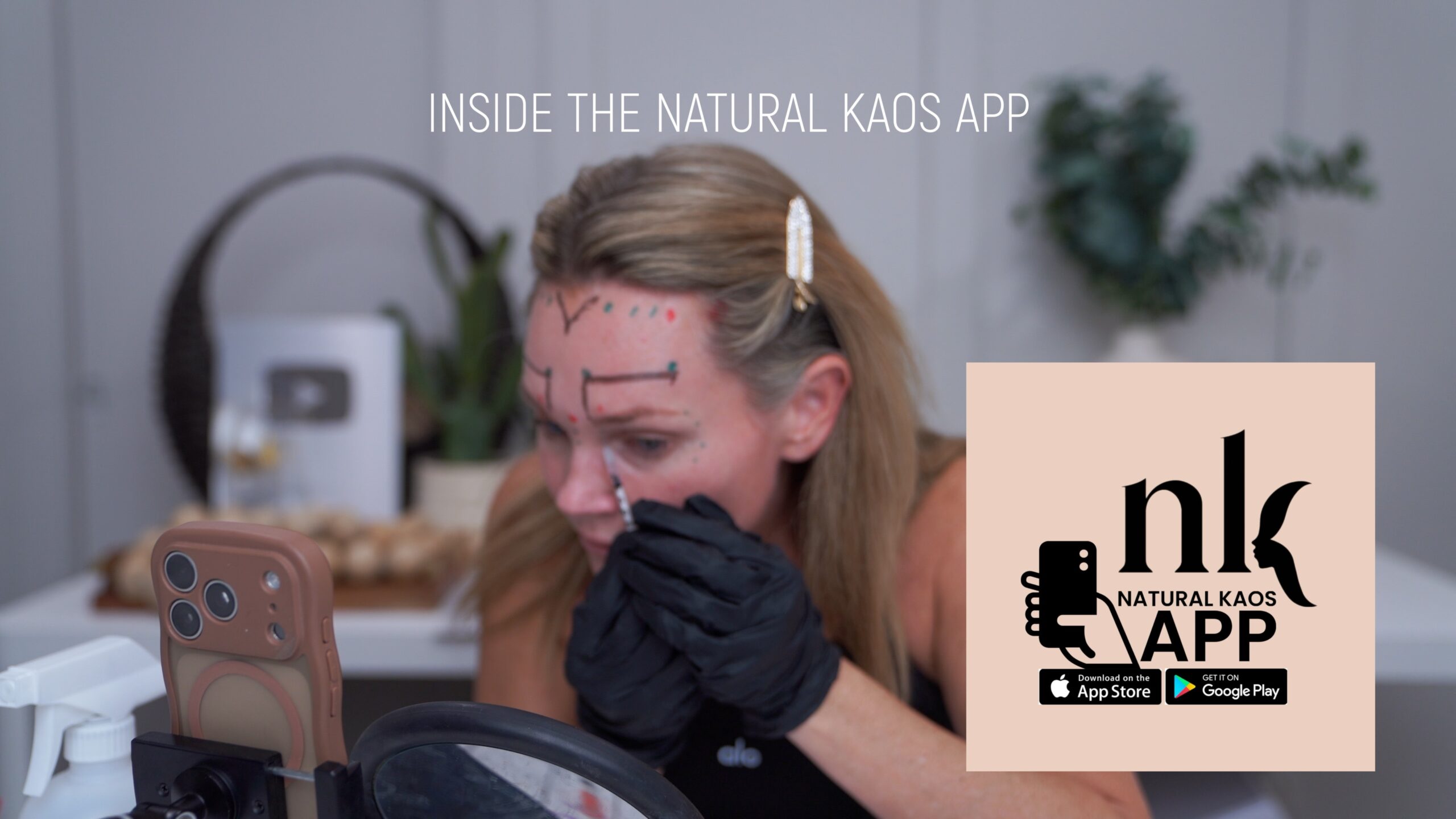 Kim Pratt documenting her private Russian Tox treatment session inside the Natural Kaos App