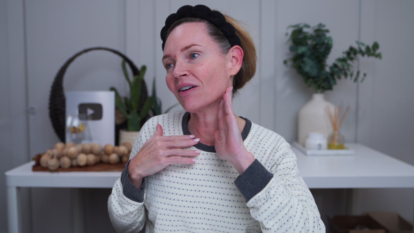 Kim discussing ongoing neck flaking at her day-nine check-in